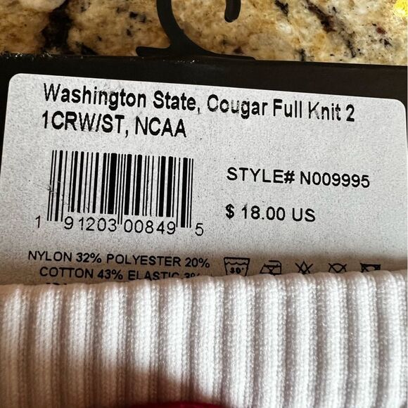 NWT Strideline Washington State Cougars Crew Socks Red White Supportive Fit M/L - Picture 4 of 4